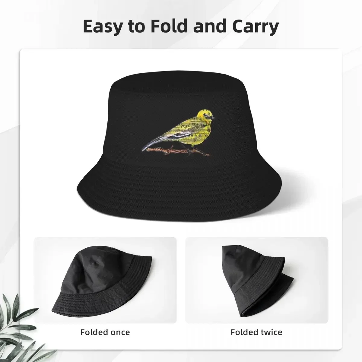 Yellow Tailed Finch Bucket Hats Panama For Kids Bob Hats Outdoor Fisherman Hats Summer Beach Fishing Unisex Caps