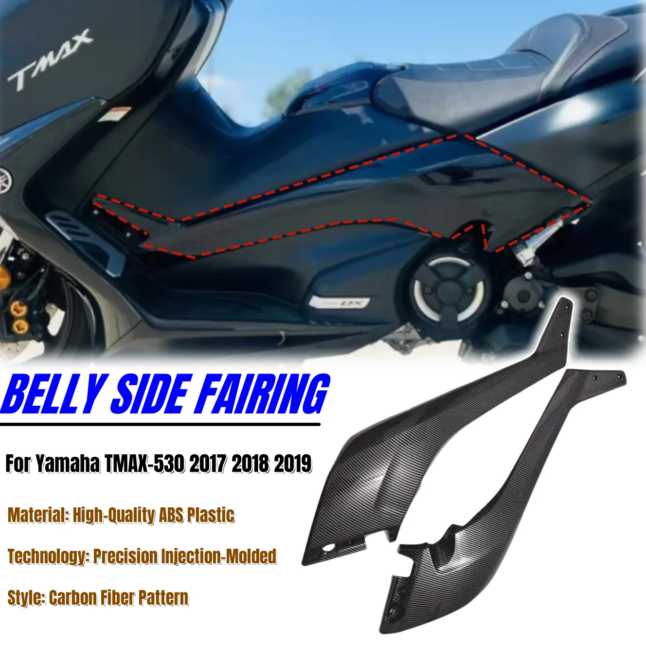 

For Yamaha TMAX 530 Tmax-530 2017 2018 2019 Motorcycle Fuel Tank Side Panel Fairing ABS Body Middle Belly Cover Parts Kit