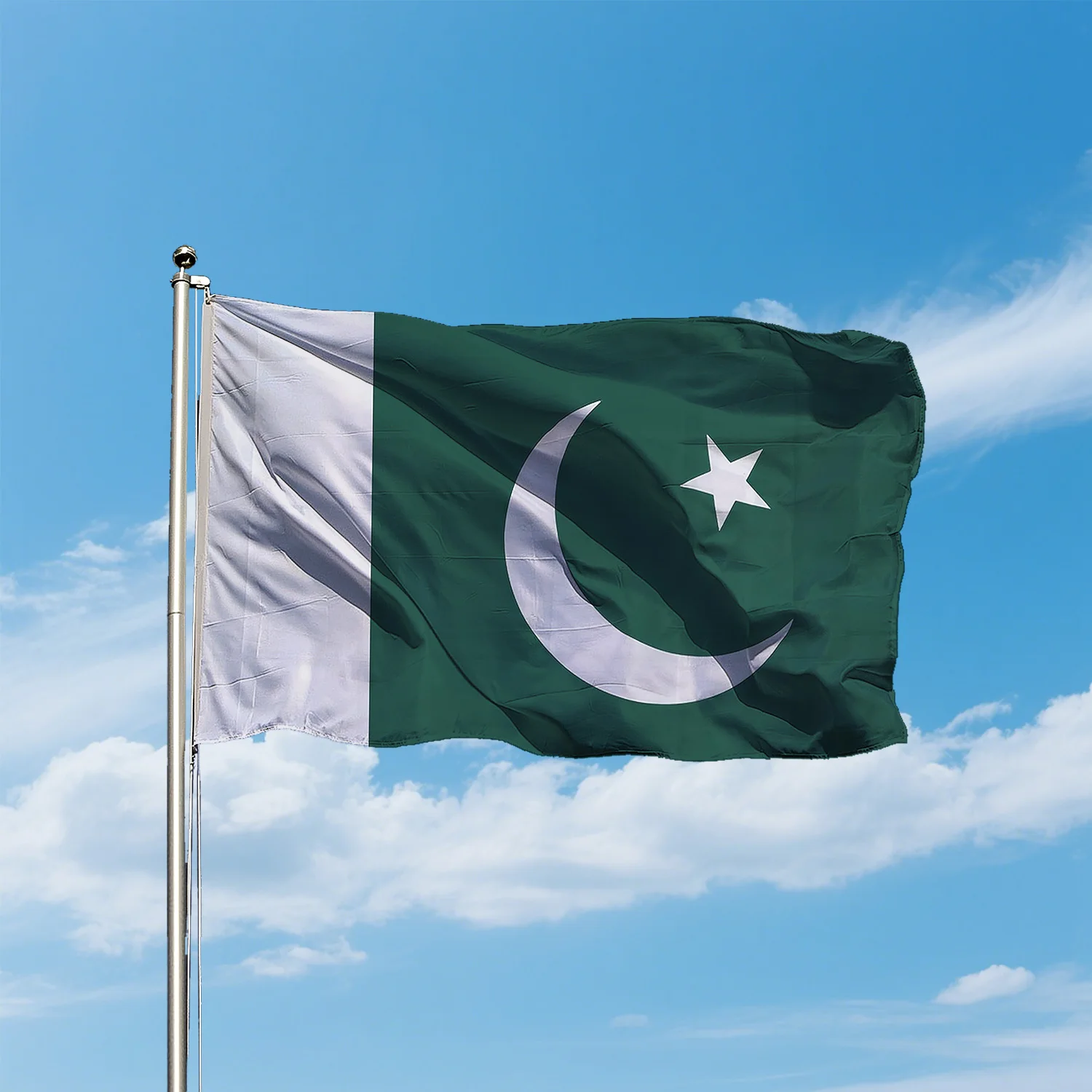 

1pc 3x5ft Durable Polyester Pakistan National Flag - Vibrant Green & White with Star, Islamic Republic of Pakistan Banner