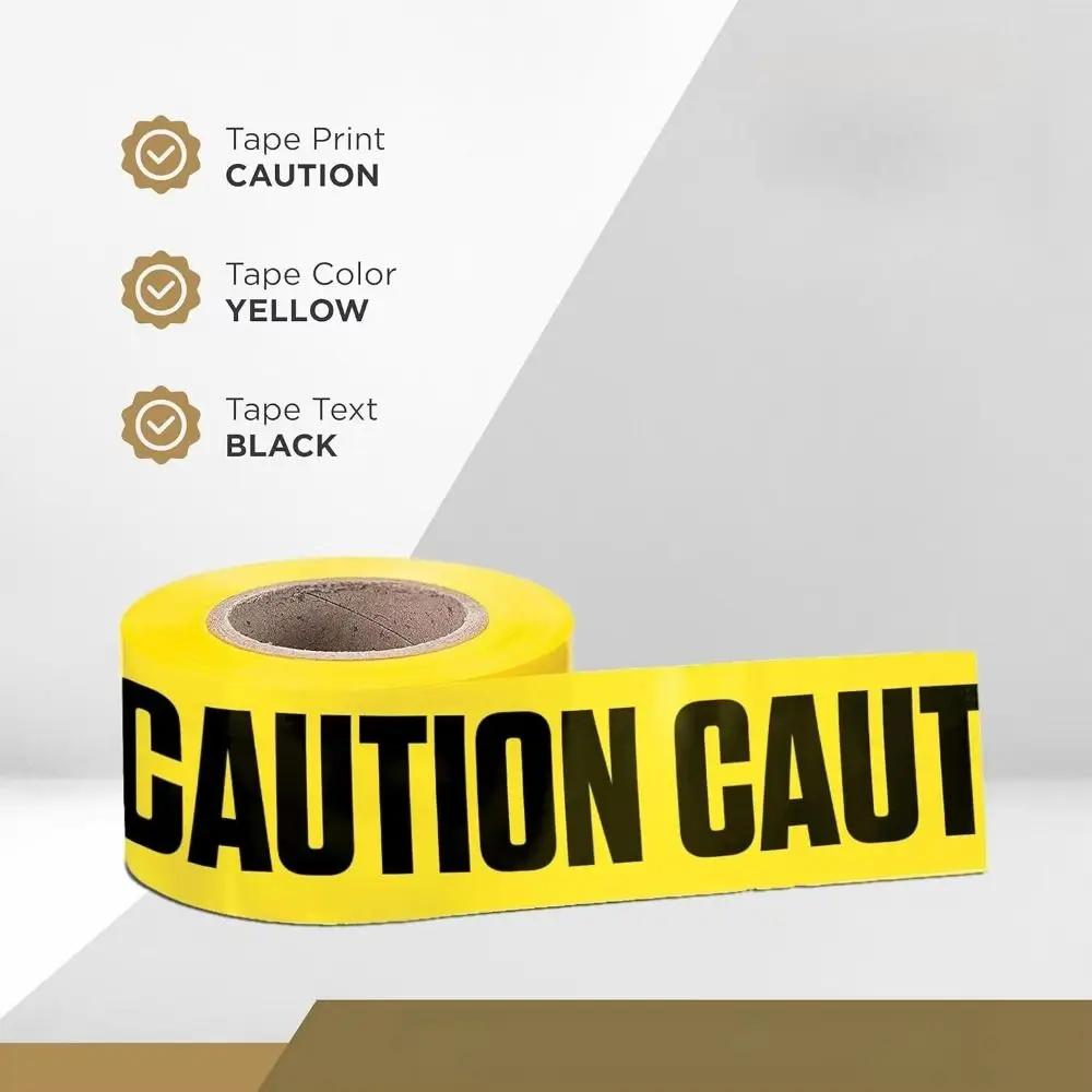 Premium Yellow Caution Tape Bright Yellow Bold Black Text Warning Tape Thickened PE Bold Lettering Barricade Line Haunted House