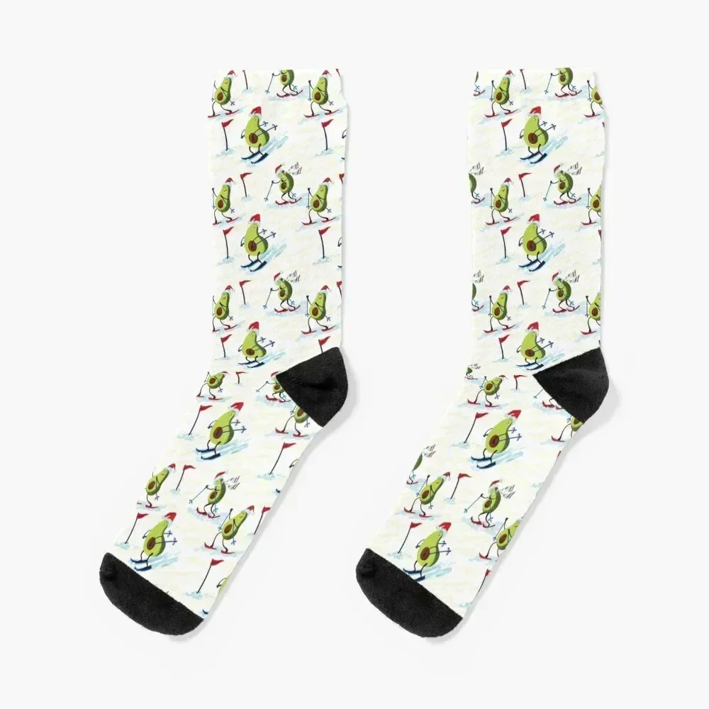 

Avocados in santa's hat are skiing TTA Socks valentine gift ideas hockey Stockings compression Men's Socks Women's