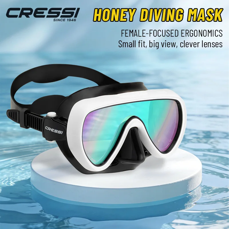 Máscara de Mergulho Compacta Cressi com Lente Única, Proteção UV420, Ideal para Rostos Estreitos, Desenvolvida na Itália