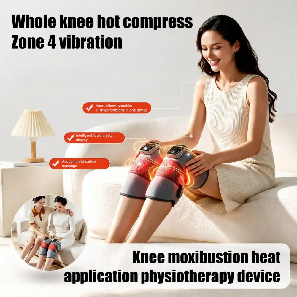Knee Brace for Joint Pain Relief Electric Knee Massager with Vibration 3d Wrap Thermal Knee Pad for Shoulder for Seniors
