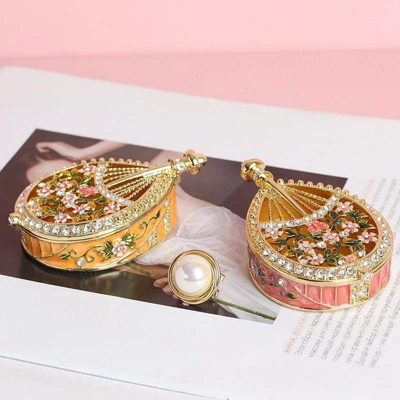 Cute Pipa Shaped Metal Craft Enamel Jewelry Box Luxury Chinese Home Decor Creative Pipa Ornament Gift Household Goods
