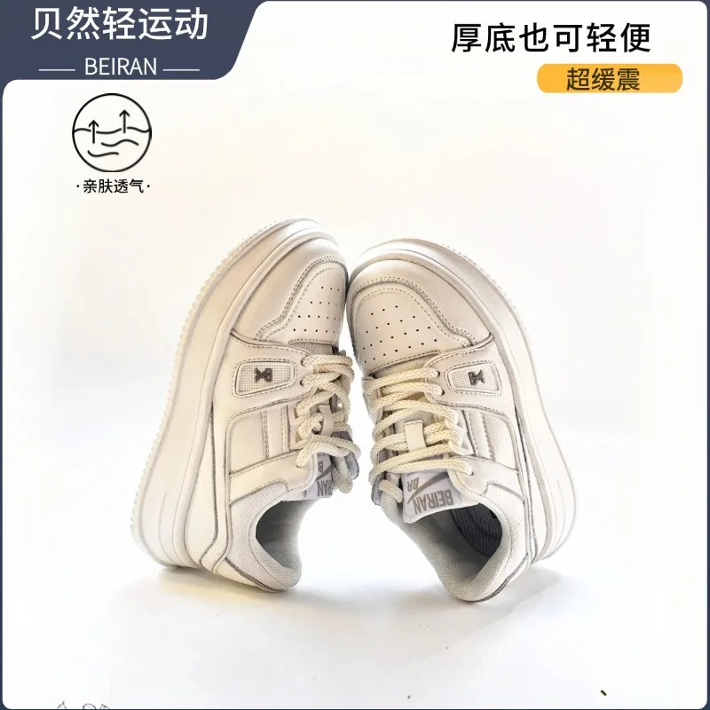 Girls' Spring 2026 New Korean Style Breathable Casual White Sneakers Soft Bottom Fashionable Board Shoes for Kids and Tweens view 2