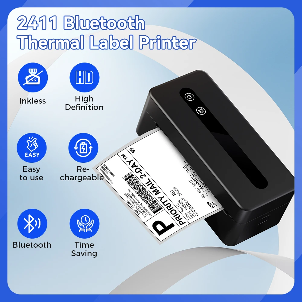 

PM2411 Label Printer Bluetooth Shipping Label Printer 25-115mm for Small Business & Packages,4X6 Shipping Thermal Label Maker