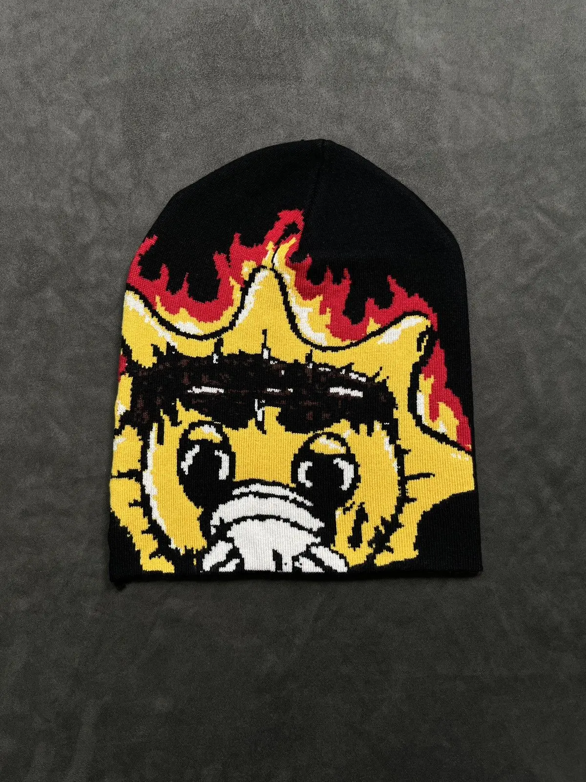 2024 Fashion Retro Pattern Beanies Hip Hop Y2K Street Hat Women Men knit Fire Hell Burn Winter street Warm Knitted keep warm Hat