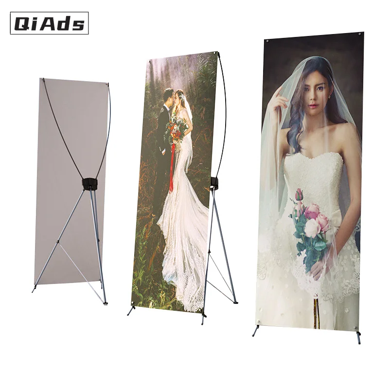 

QiAds Custom X display table decorative rack wedding birthday banner cloth advertising display promotion trade poster rack