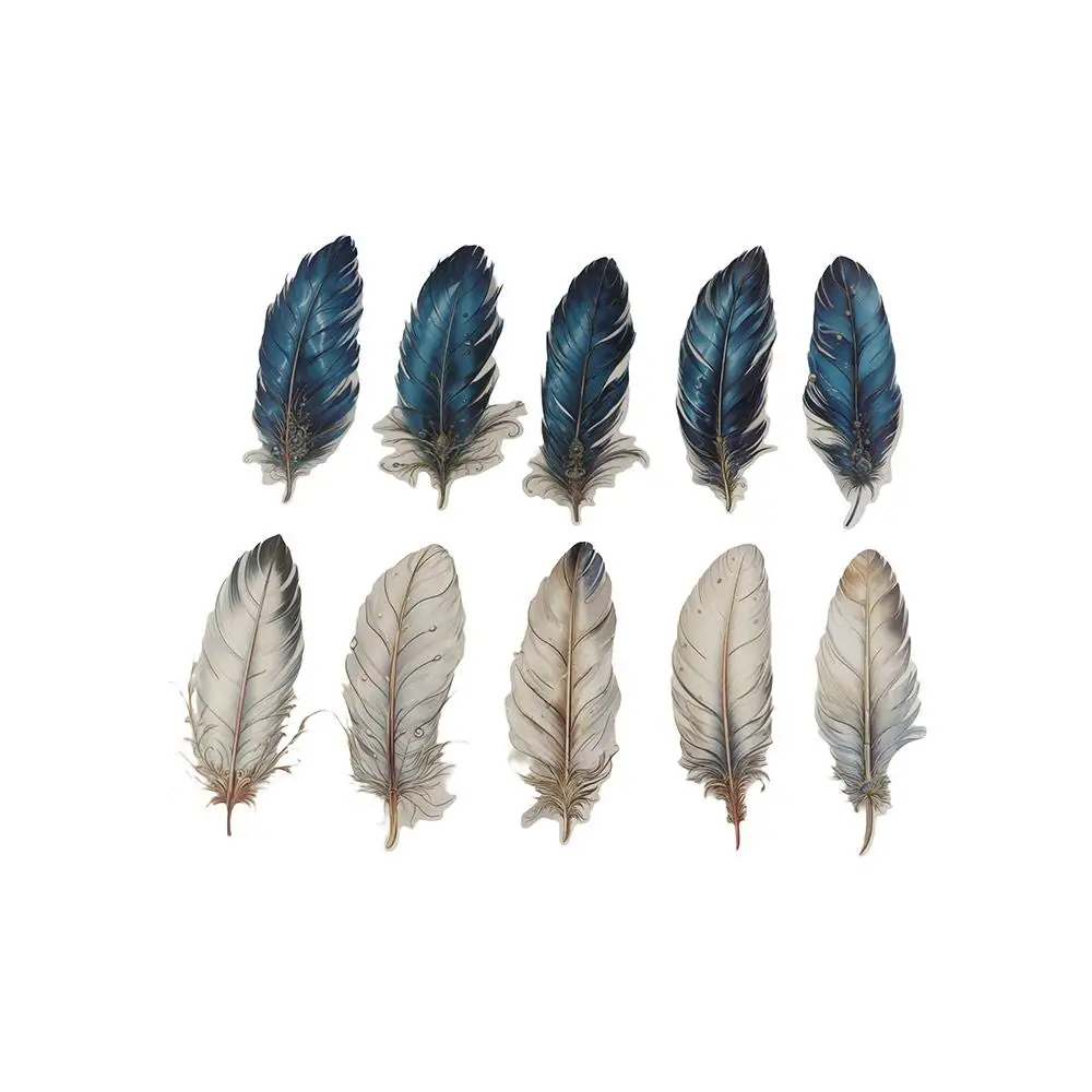 PET Feather Stamping Sticker Gilded Feather Waterproof Handbook Sticker Hand Decoration Self-contained Adhesive