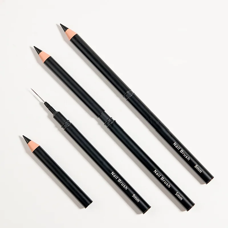 1/6 قطعة 5/7/9/11/15/18 مللي متر مقبض أسود الفن بطانة دهان داي فرشاة رسم خطوط شريط زهرة اللوحة القلم UV فرشاة جل #6