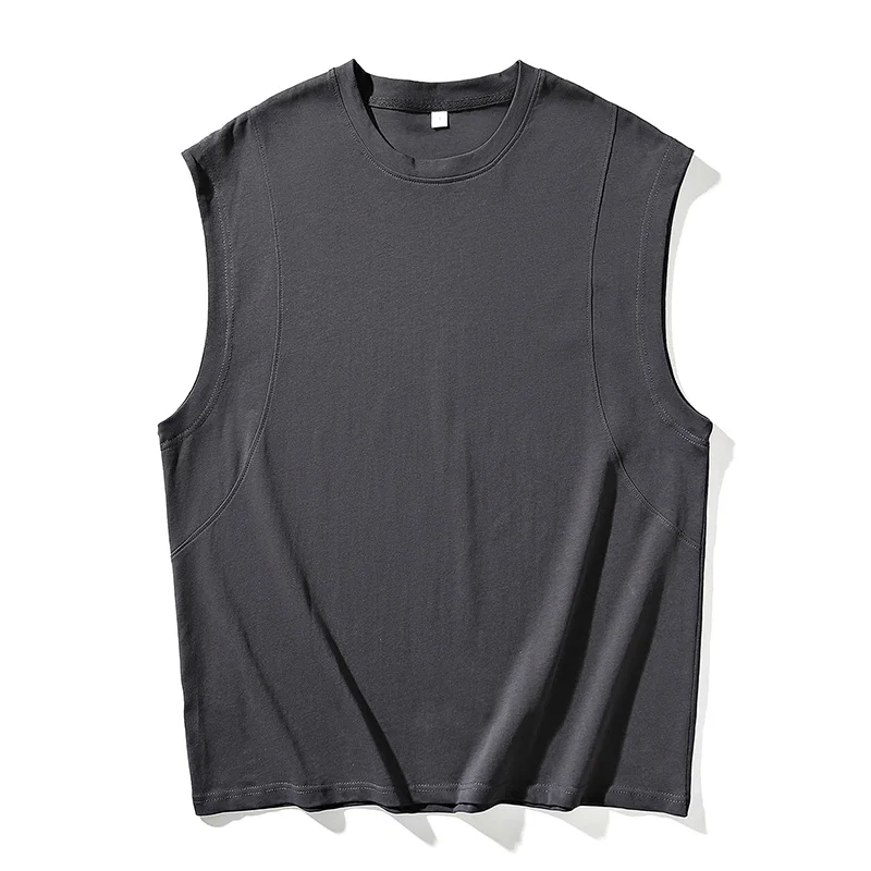 

Minimalist Trend New Summer Men's Solid Color Round Neck Thin Style Fashion Loose Motion High Street Casual Sleeveless Tank Tops