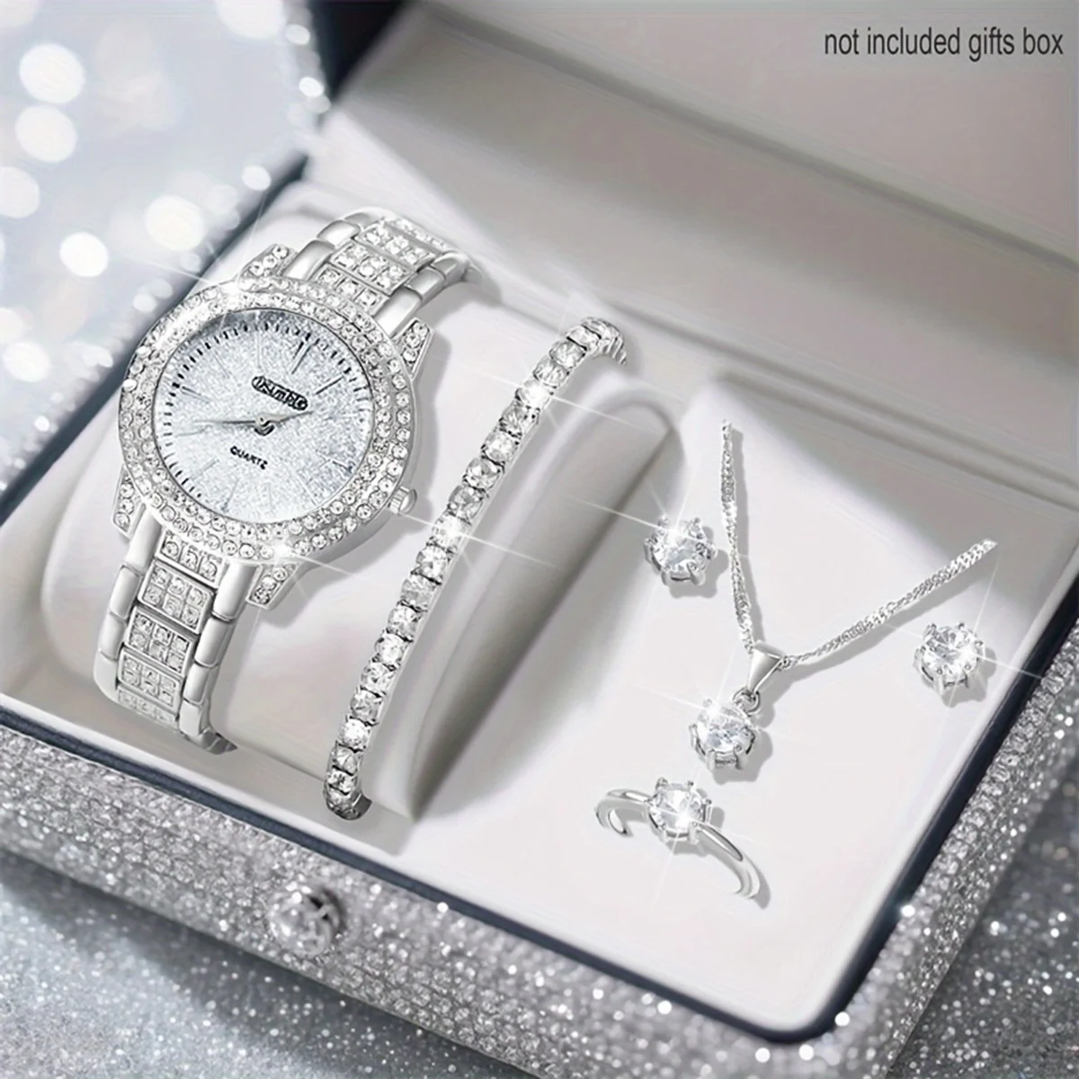 6 Pcs/Set Elegant Ladies' Quartz Wrist Watch & Jewelry Set - Perfect Gift for Women, Valentine's Day,  Elegant Style