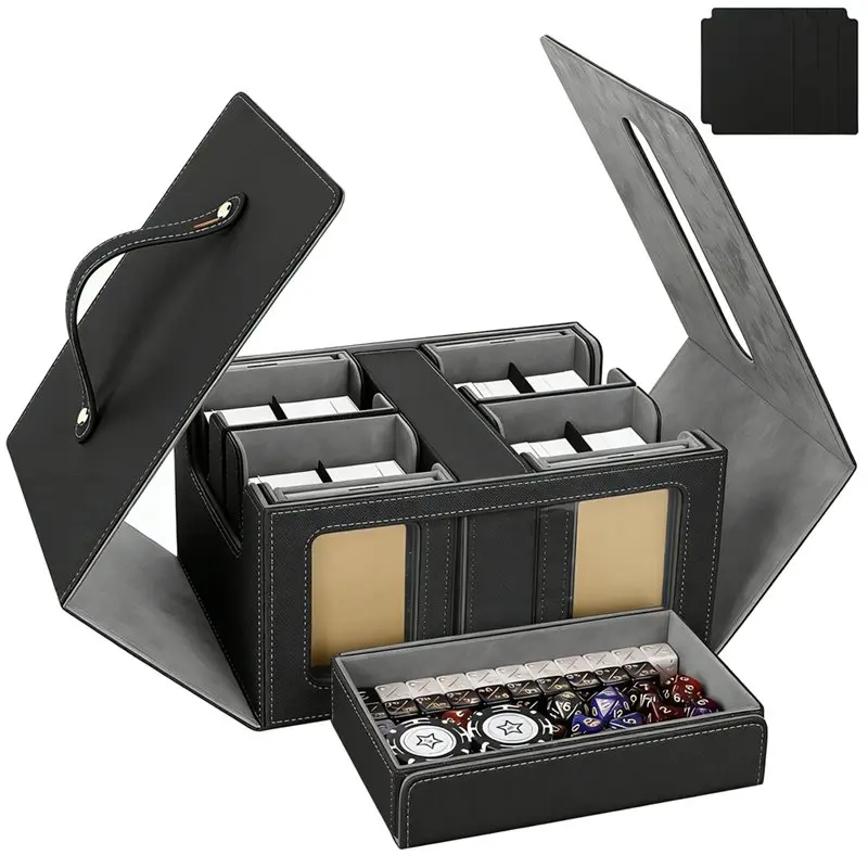 

DELAM-For Sports Cards Compatible Trading Card Storage Box With Window, Magnetic Deck Design, Removable Case With Handle