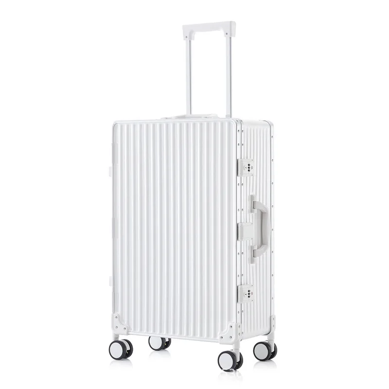 Aluminum Frame Luggage KANGSHILU 20" 24" 28" inch Mute Universal Wheel Trolley travel suitcases with wheels Carry-on suitcase