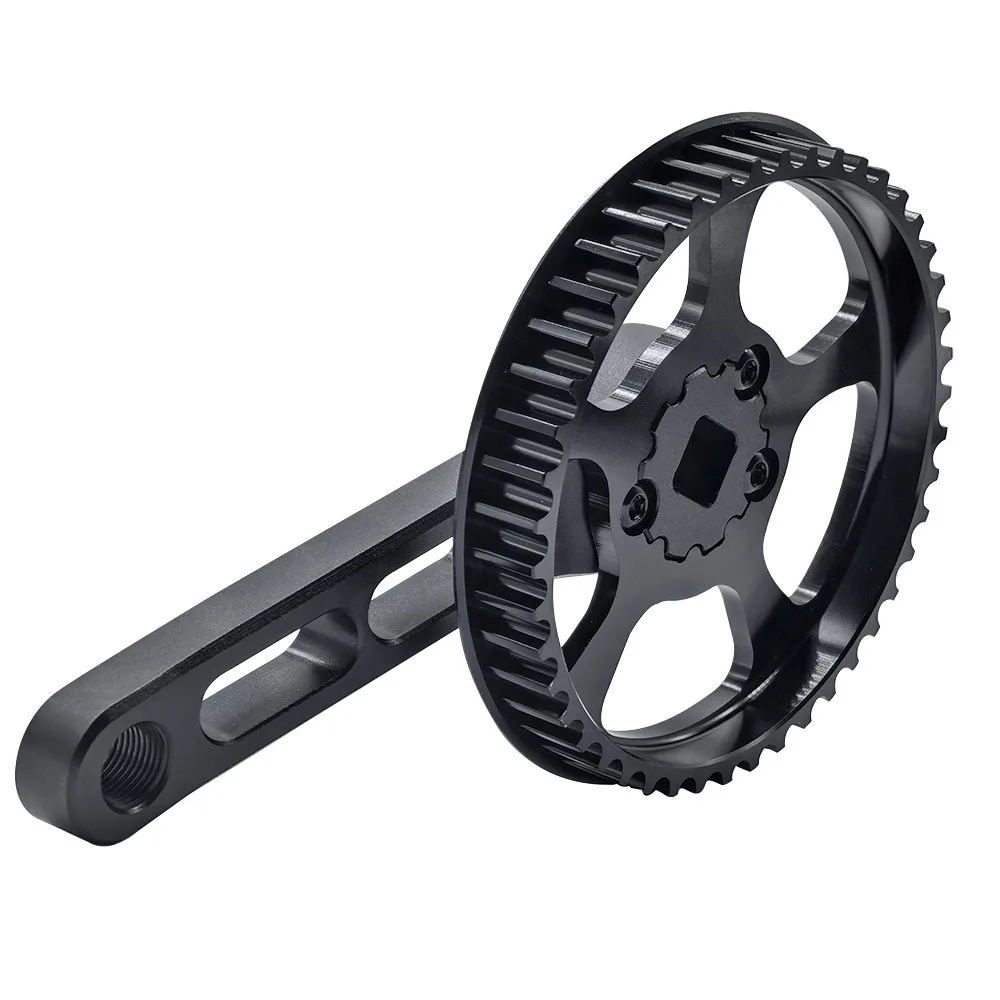 Black Alloy Bicycle Crank 46T Crankset For Bicycle Bicycle Crank HTD-8M-12 System Alloy 6061 Material 46 Tooth Count