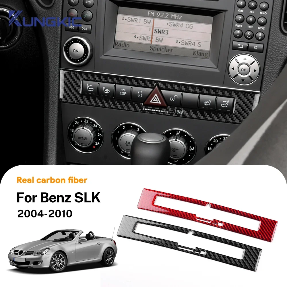 

Car Central Control Panel Trim Sticker For Mercedes Benz SLK R171 2004 2005 2006 2007 2008 2009 2010 Real Soft Carbon Fiber