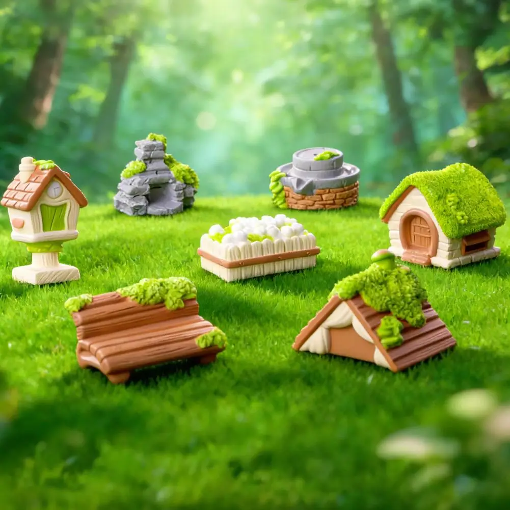 Random Creative Zakka Small House Villa Micro Landscape Accessories Resin Small Ornaments Background Model Potted Decoration