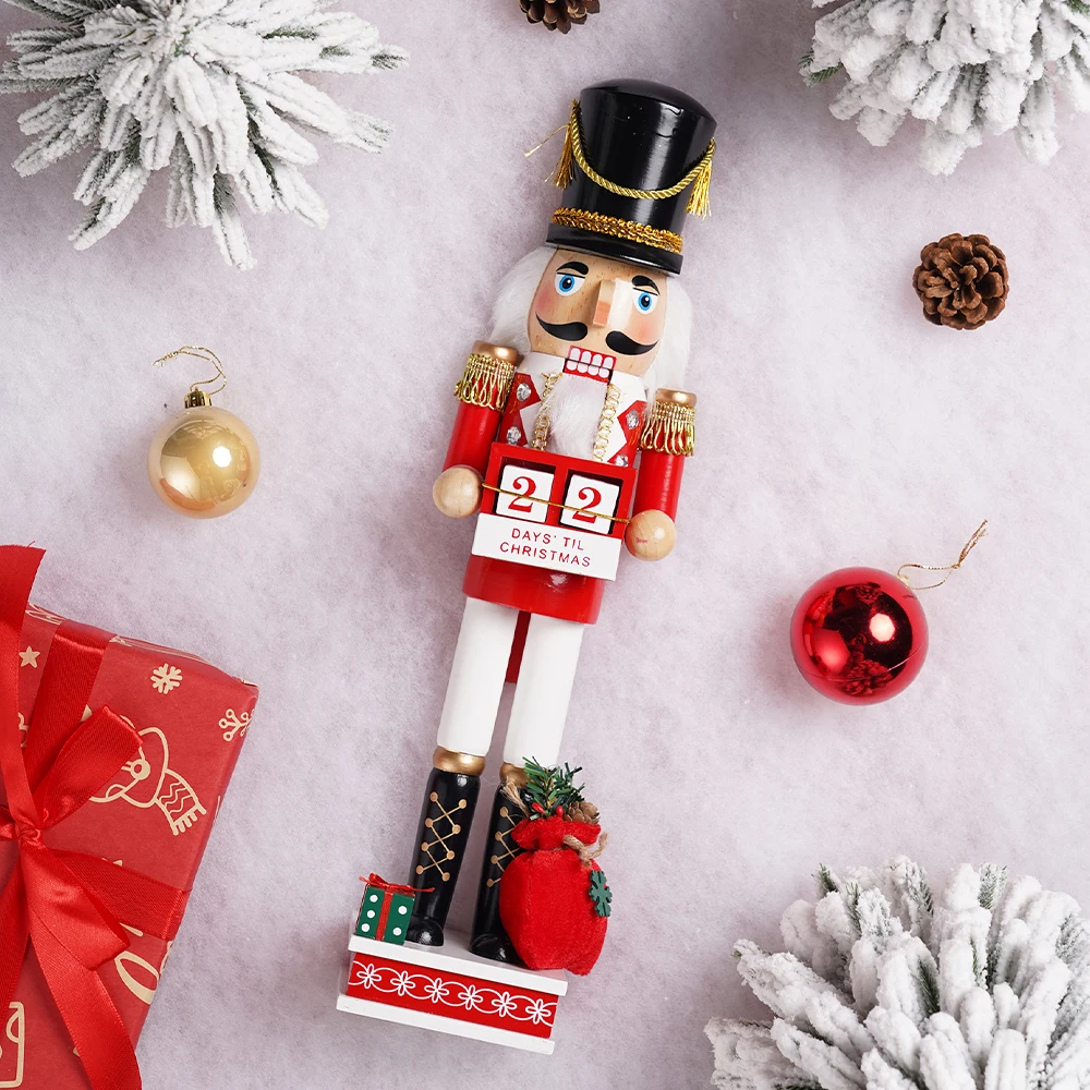 40CM Nussknacker Holzpuppe Walnuss-Soldaten-Modell Puppe Handgefertigte Figuren Handbemalte Figur Weihnachts- und Neujahrsdekoration für Zuhause – Detail 7