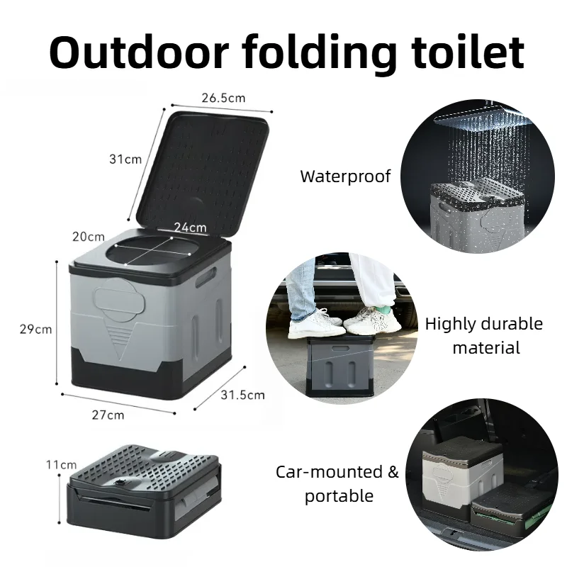 

Portable Folding Toilet for Adults & Kids - Waterproof Design Camping Hiking Travel Toilet with Storage Bag Trash Bags