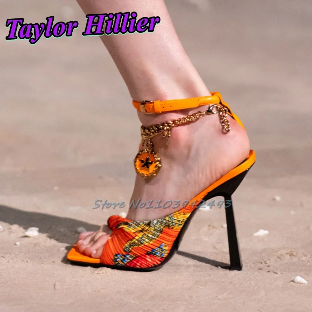

Summer Embroidered High Heels Open Toe Heeled Sandals Strange Heel Women Luxury Vacation Shoes Bohemian Style Travel Sandalias