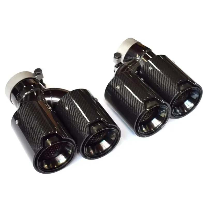 Inlet 67mm Car Exhaust Tip Carbon Fiber Dual Muffler Pipes Tips view 3