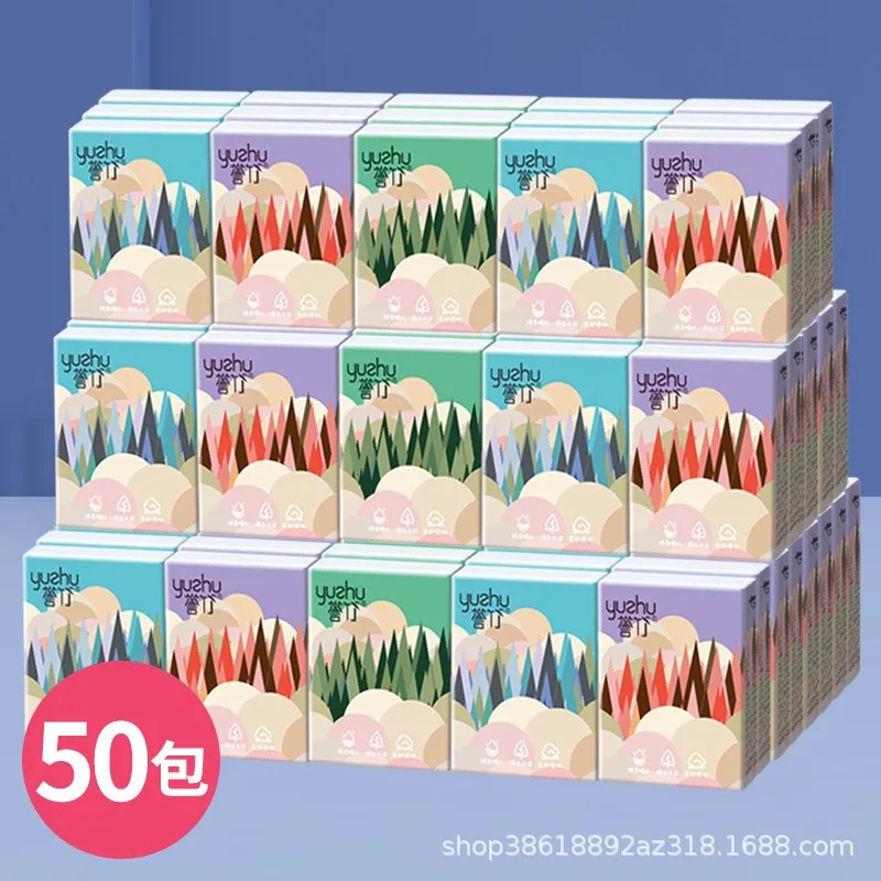 

50 Packs Handkerchief Facial Tissues Packs Pocket Paper Napkins 3-Layer Napkin Facial Tissue Portable Mini Portable Toilet Paper