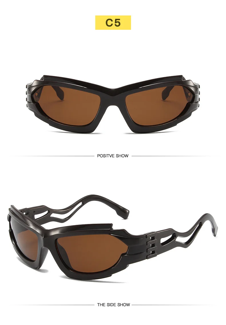 Outdoor Sport Sonnenbrille Frauen 2000S 90S Ästhetische Y2K Sonnenbrille Männer Vintage Shades Mode Coole Punk Goggle Brillen Wellenförmige Beine – Detail 9
