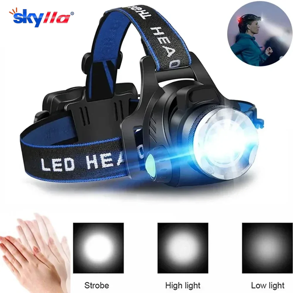 Powerful LED Headlamp Rechargeable Telescopic Zoomable Headlight Outdoor Waterproof Work Head Lamp High Lumen Head Torch