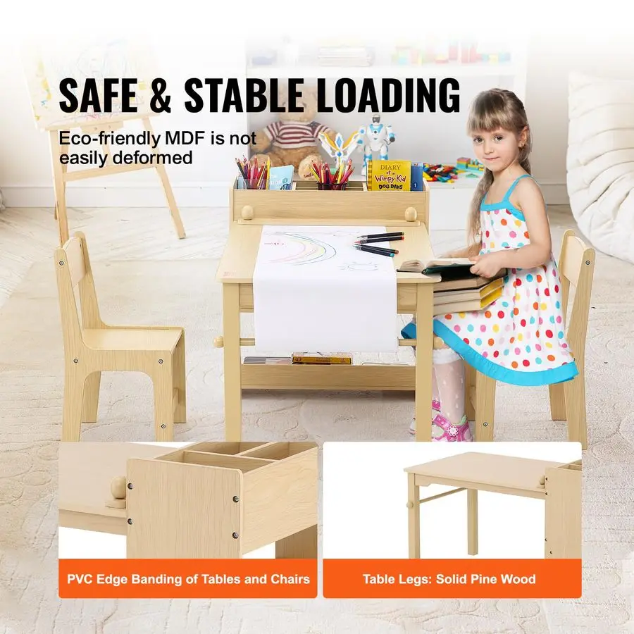 طاولة فنية للأطفال وكرسيين، طاولة أنشطة للحرف اليدوية واللعب 2 في 1 للأطفال الصغار، مجموعة طاولة وكرسي خشبي للأطفال الصغار مع خزانة للفن #5