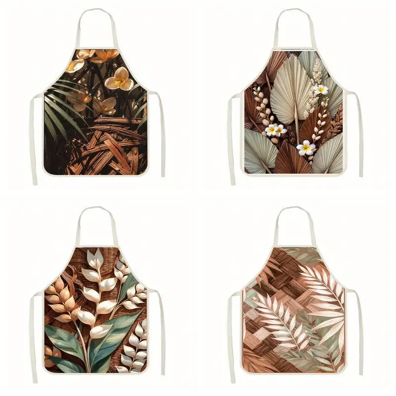 

Exotic Floral Aprons Linen apron, suitable for kitchen cooking, parent-child interaction, painting and other scenarios