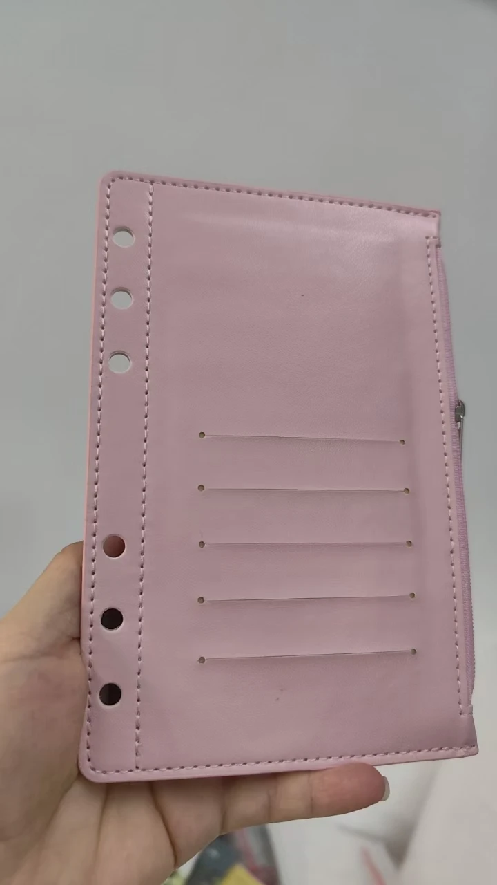 A6 Macaron Color Notebook Binder Loose Leaf Document Filing Bags DIY Document Bag Binder Rings PVC Storage Binding Folder