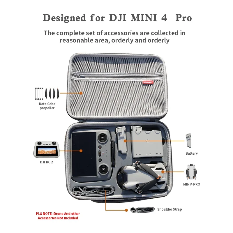 Shoulder Portable Bag For DJI Mini 4 Pro Storage Bag Case for RC 2/RC-N2 Remote Control Travel Box Drone Accessories