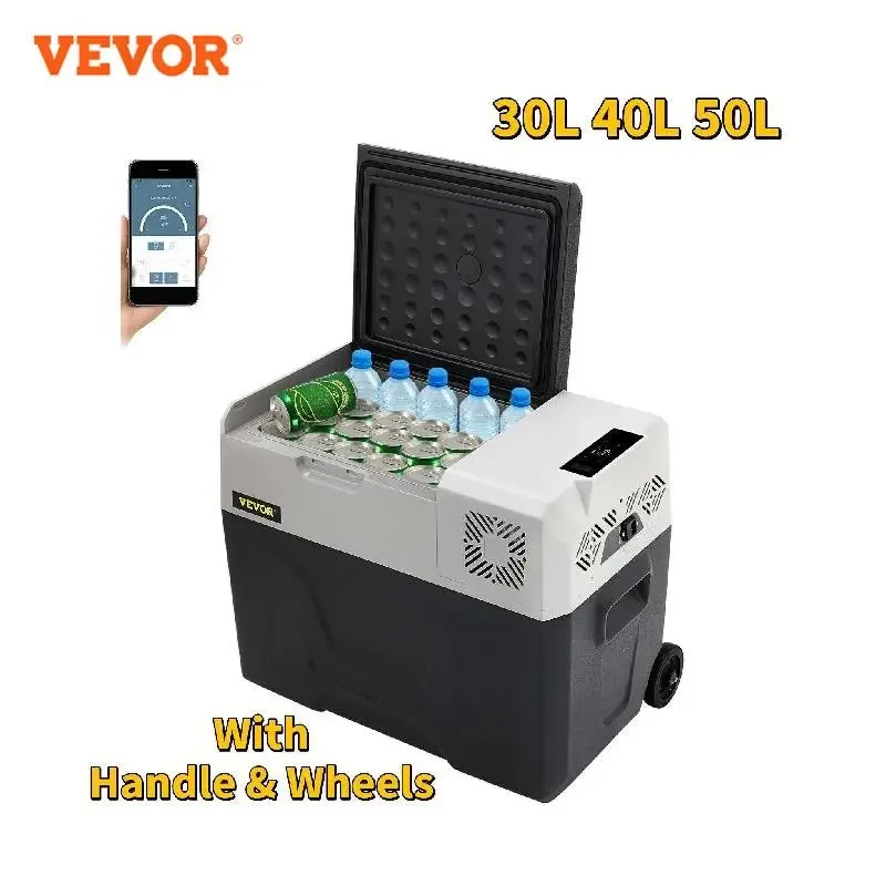 VEVOR  Mini Car Refrigerator Freezer Mini Fridge 30L 40L 50L  Portable Compressor Cooler 12V/24V 220V for Driving Camping Picnic