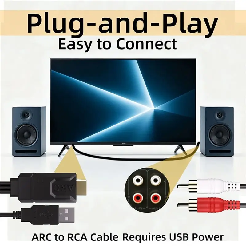 N75R-192Khz EARC/ARC To RCA Audio Converter For TV To Speaker,CEC Volume Control, Support PCM2.0, ARC To RCA Audio Extractor