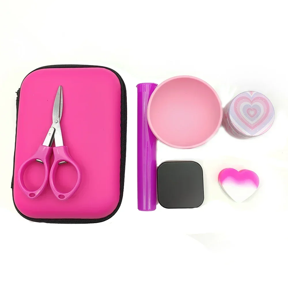1Set Smoking Set Metal Grinder 9ml Glass Jar With Safety Lock Scissors 67mm Silicone Bowl Girly Gift Smoking Accessories view 5