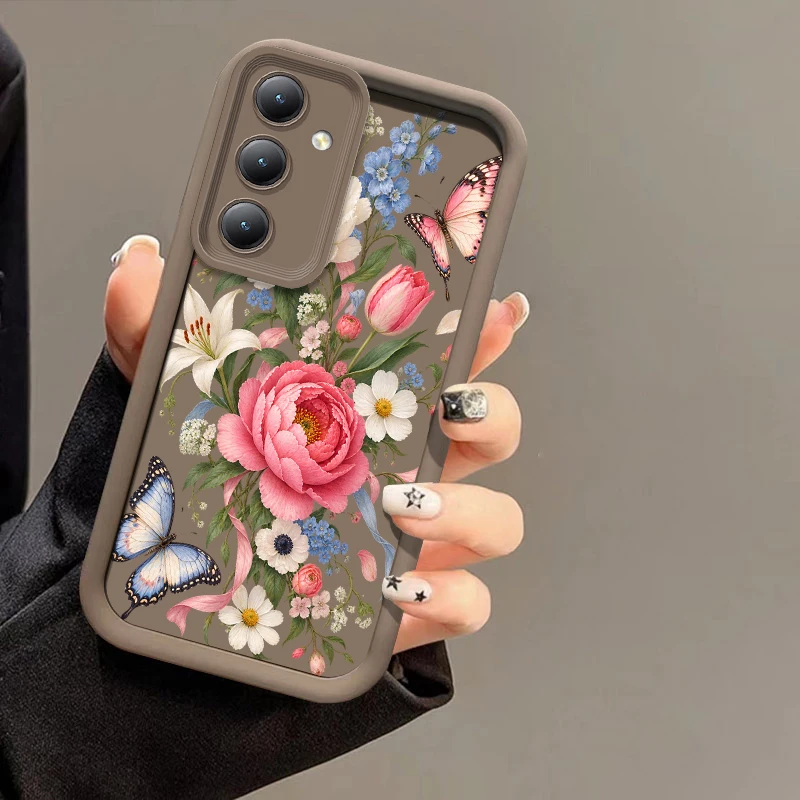 Flowers Butterflies Phone Case For Samsung Galaxy S26 FE S25 Ultra S24 S23 S22 S21 S20 Plus Anti Scratch Silicon Soft Cover Etui