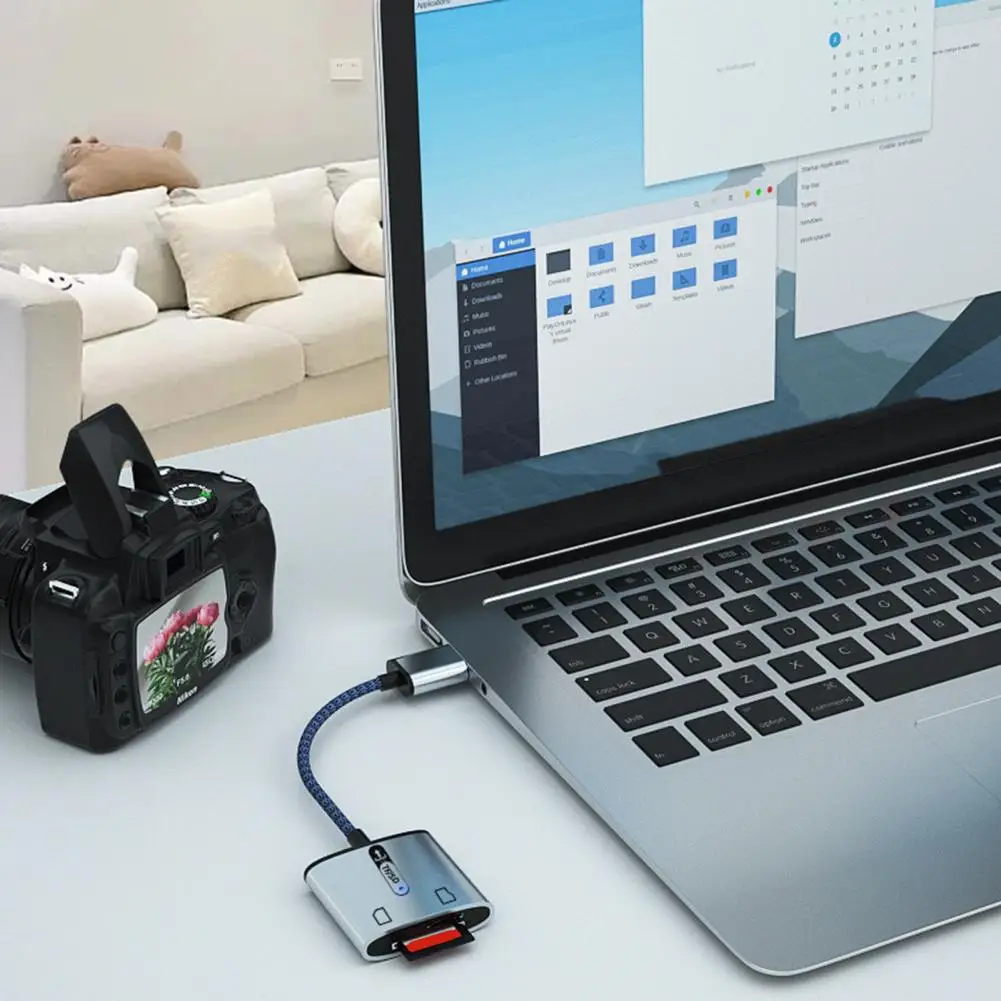 Lightweight SD Card Reader  Plug And Play Aluminum Alloy Shell TF Card Reader  2 in 1 SD TF Card to USB Adapter