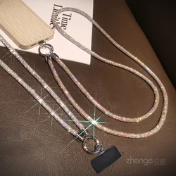 Crossbody full diamond thick hanging rope hanging neck phone case universal metal clip color hanging rope suitable for bags
