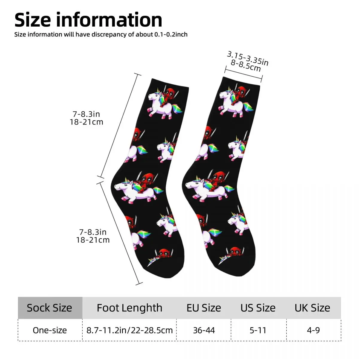 New Men\'s Socks Novelty Deadpool Riding A Unicorn Sock Skateboard Women Stockings Spring Summer Autumn Winter