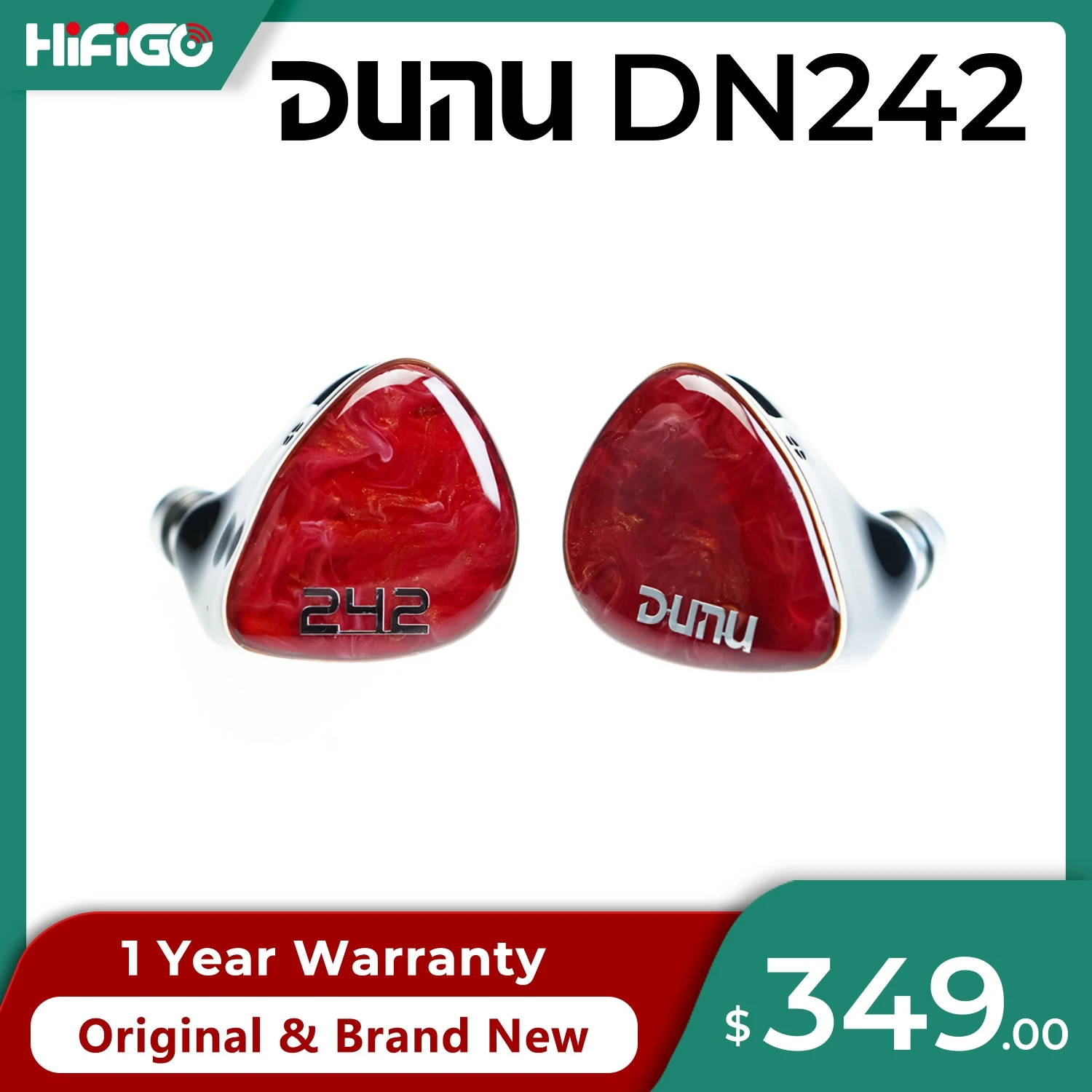 DUNU DN242 2DD+4BA+2 Micro Planar Drivers HiFi In-ear Earphone with 3.5+4.4 Q-Lock Mini Interchangeable Termination Plug Cable
