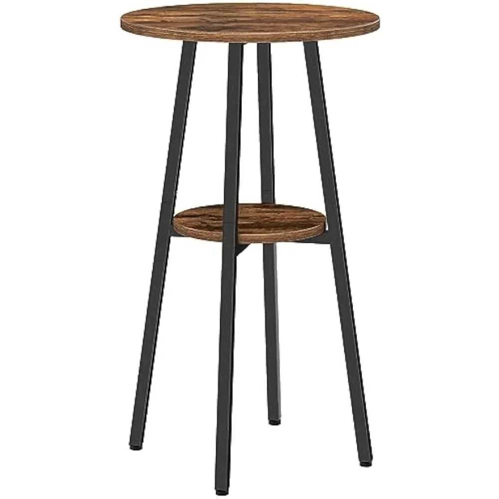 

2-Tier Bistro Table with Storage, 37.4" High Top Table for Small Spaces, Cocktail Table with Top Particleboard for Kitchen