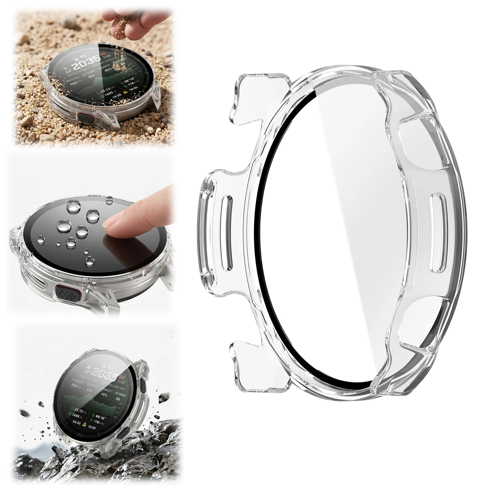 For Amazfit Cheetah2 Ultra Film Bumper Protective PC Cover Wear Resist Tempered Glass Screen Protector for Commute Gym Office
