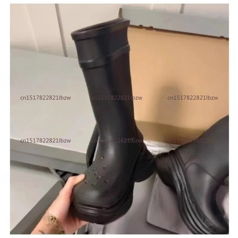 Damen-Regenstiefel mit 5,5 cm Dicker Sohle |   5 Farben Gummi-Wasserdichte Gummistiefel für den Täglichen Gebrauch
