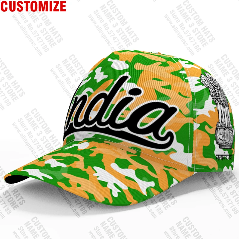 India Baseball Cap 3d Free Custom Made Name Number Team Logo In Fishing Hat Ind Country Travel Hindi Nation Indian Flag Headgear