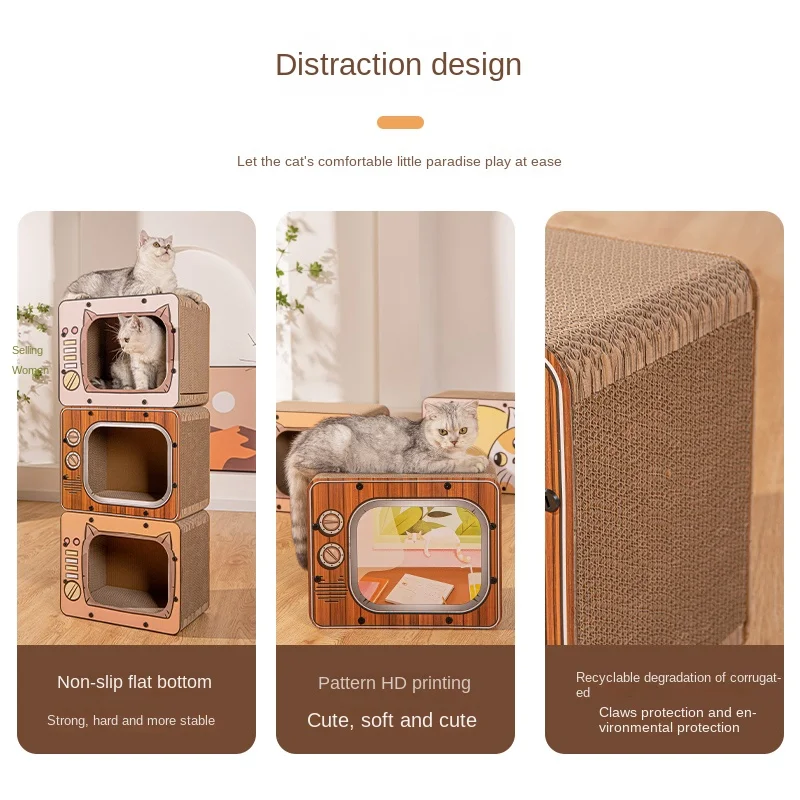 Creative Cat Scratching Board TV Cat Box resistente ai graffi resistente all'usura cartone tridimensionale per animali domestici senza scarti Pet Habitat