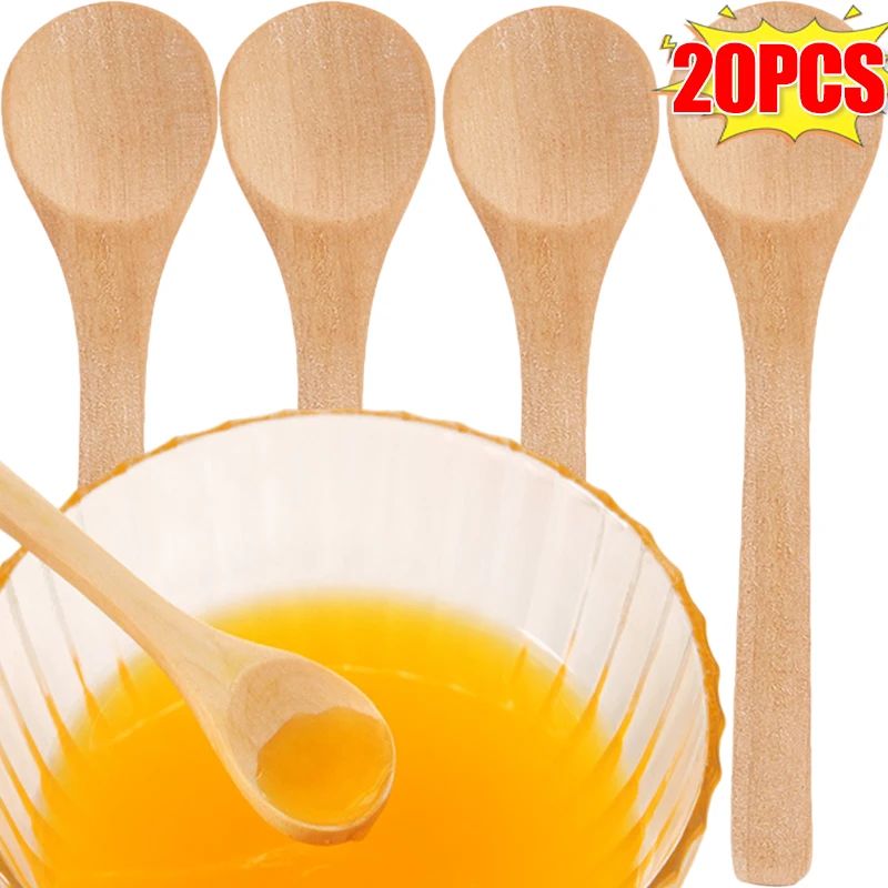 20/1PCS Long Handle Spoon Tea Sugar Jar Wooden Spoons Bamboo Tableware Condiment Coffee Dishes Spoons Household Kitchen Utensils