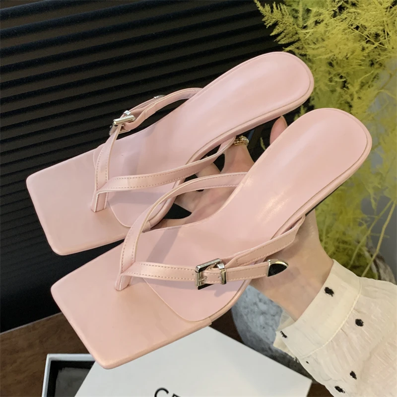 Eilyken Summer Fashion Clip Toe Buckle Women Slippers Gladiator Sandals Party Thin Heels Flip Flops Slides Shoes Zapatos De Muje