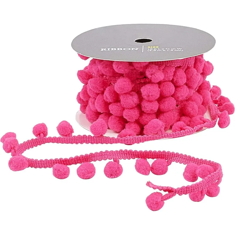 

5 Yards(4.5m) Pom Poms Balls Fringe Trim Ribbon Sewing Arts and Crafts Pompoms Tassel Lace for DIY Sewing Accessory