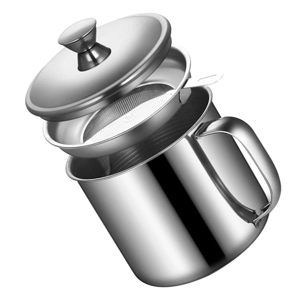 

Stainless Steel Filter Cup Grease Strainer Oil Separator Kitchen Tool Soup Pot Holder Storage Container for Cooking
