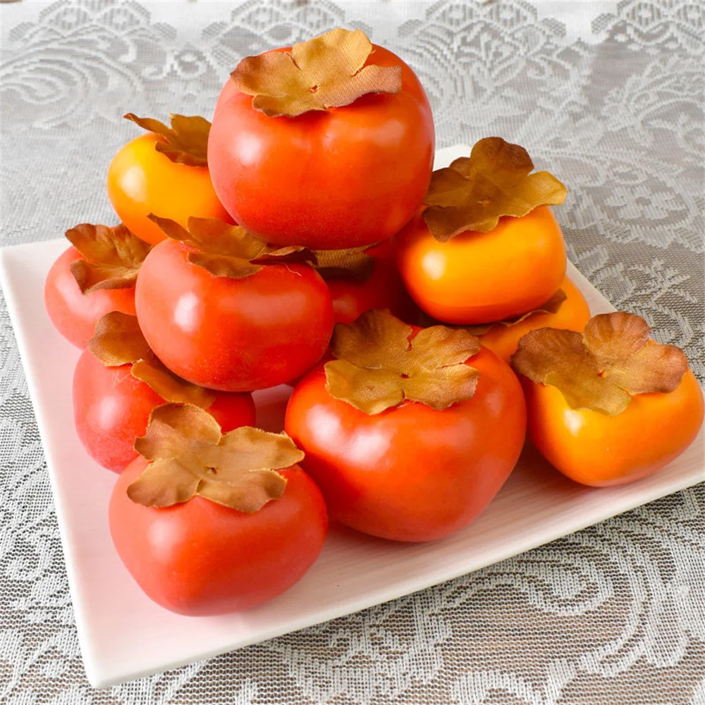

6 Pcs/Lot fake fruit model photography props cafe hotel restaurant store shop decor persimmon Artificial Simulation fruit
